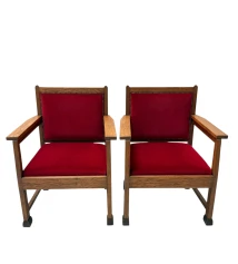 1920s Art Deco Lounge Chairs by Architect Schubad, Solid Oak & Velvet